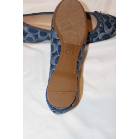 COACH WOME'S‎ ABIGAIL SIGNATURE C DENIM BLUE BALLET FLATS NIB - Picture 4 of 5